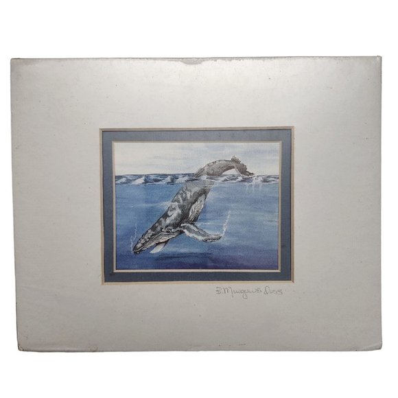 Brenda Musgrave Doss Humpback Small Matted Art Picture Signed - Picture 1 of 5